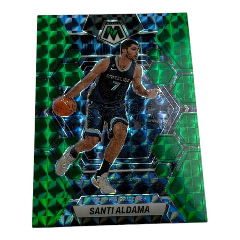 2022-23 Panini Mosaic Santi Aldama Memphis Grizzlies Green Mosaic Prizm No 109